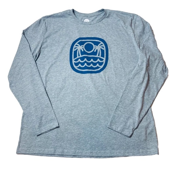 WOHVEN Men's 2X Gray Tropical Vacation Graphic T-Shirt Cotton Blend Long Sleeve - Picture 7 of 7